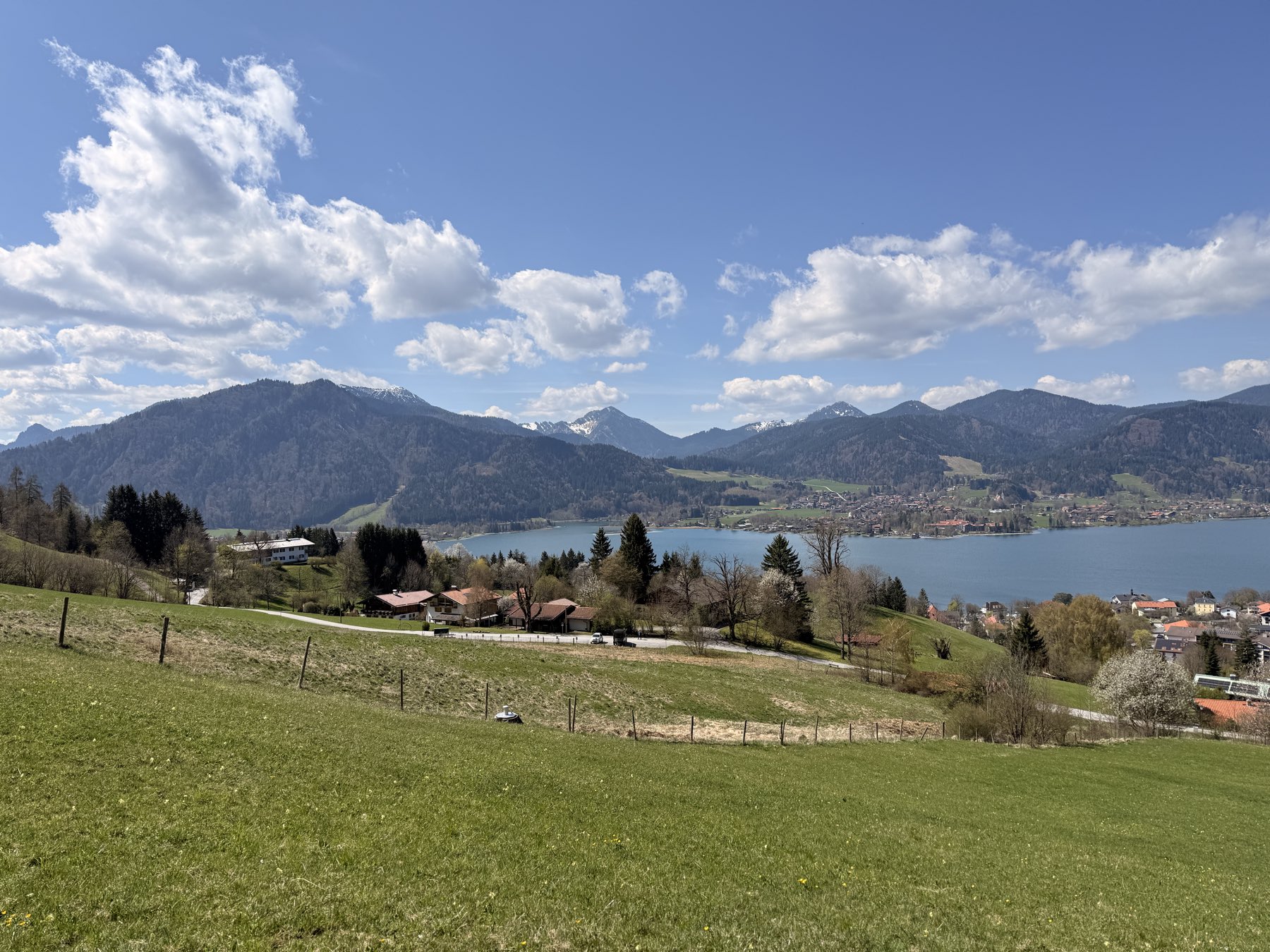 Panoramic view of Lake Tegernsee with the Bavarian Alps
